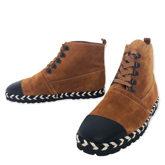 JW ANDERSON Shoes - JW Anderson Leather Trim Suede Ankle Boots Cognac Size 38